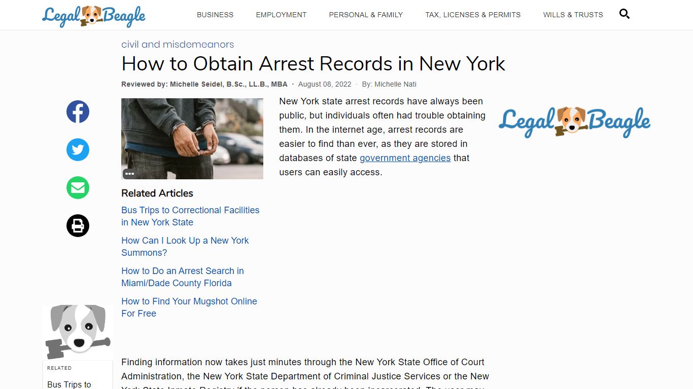 How to Obtain Arrest Records in New York | Legal Beagle